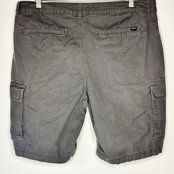 DKNY Cargo Shorts Dark Gray Solid Pockets Cotton Flat Sz 36 Inseam 9.5" - Picture 2 of 7